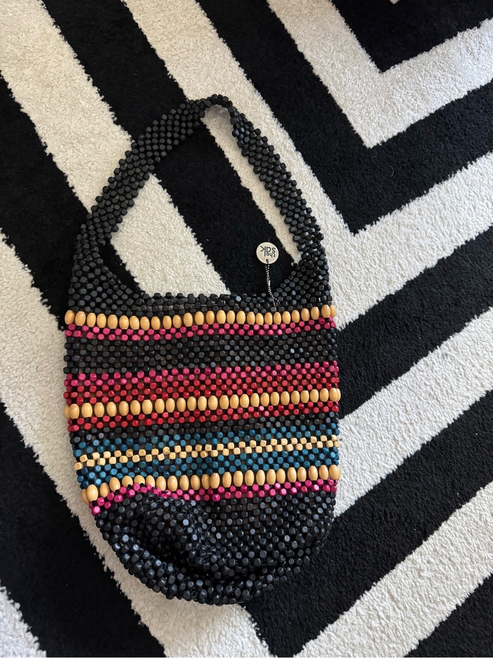 The Sak Hand-Beaded Black Multicolor Shoulder Bag - Picture 2 of 3